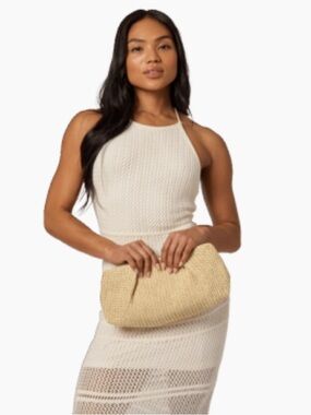 Capittana Oversized Raffia Clutch Crossbody Straw Bag NWT